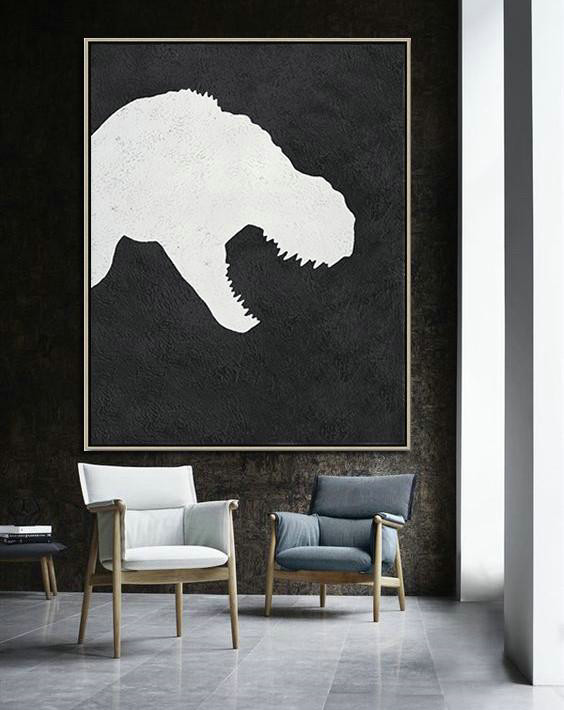 Extra Large Artwork,Black And White Minimal Painting On Canvas - Oversized Canvas Art